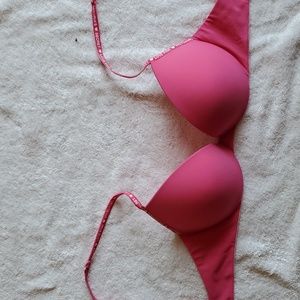 NWOT PINK by Victoria's Secret lightly padded bra w/VS logo straps Size 34B